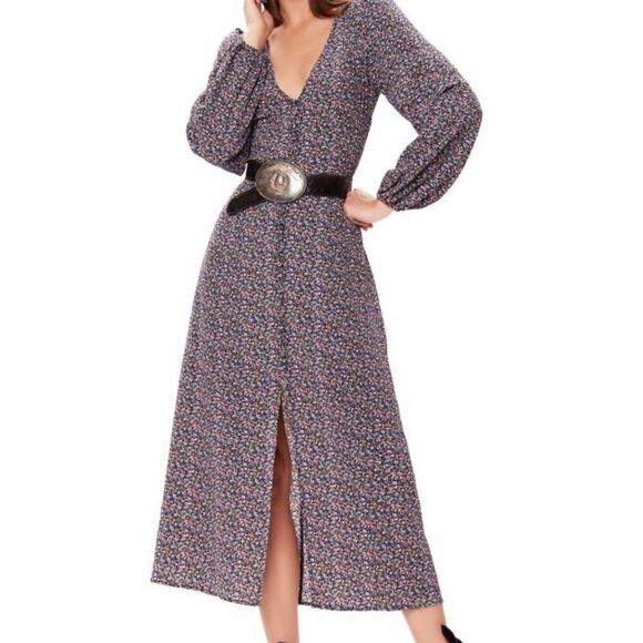 AFRM Violet Floral Long Sleeve Midi Dress || SZ M || Petite Bloom - Picture 5 of 10